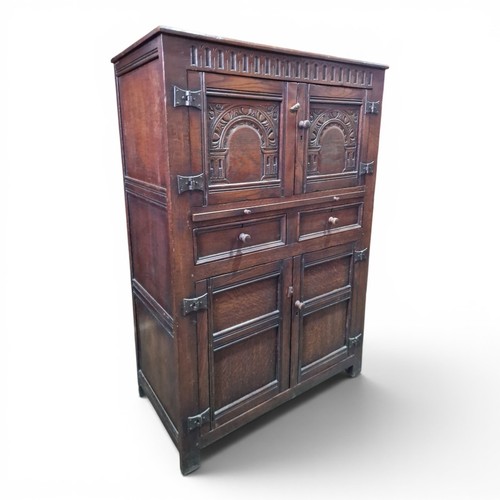 Carved oak drinks cabinet bar - carved,