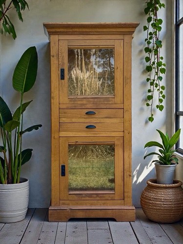 Late c20th glazed solid oak - glazed,