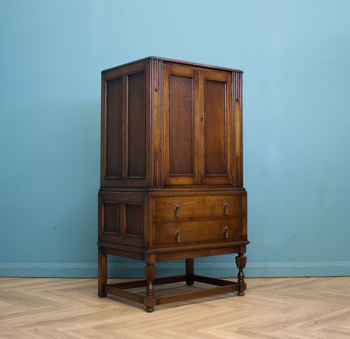 Vintage oak drinks cabinet - drinks,